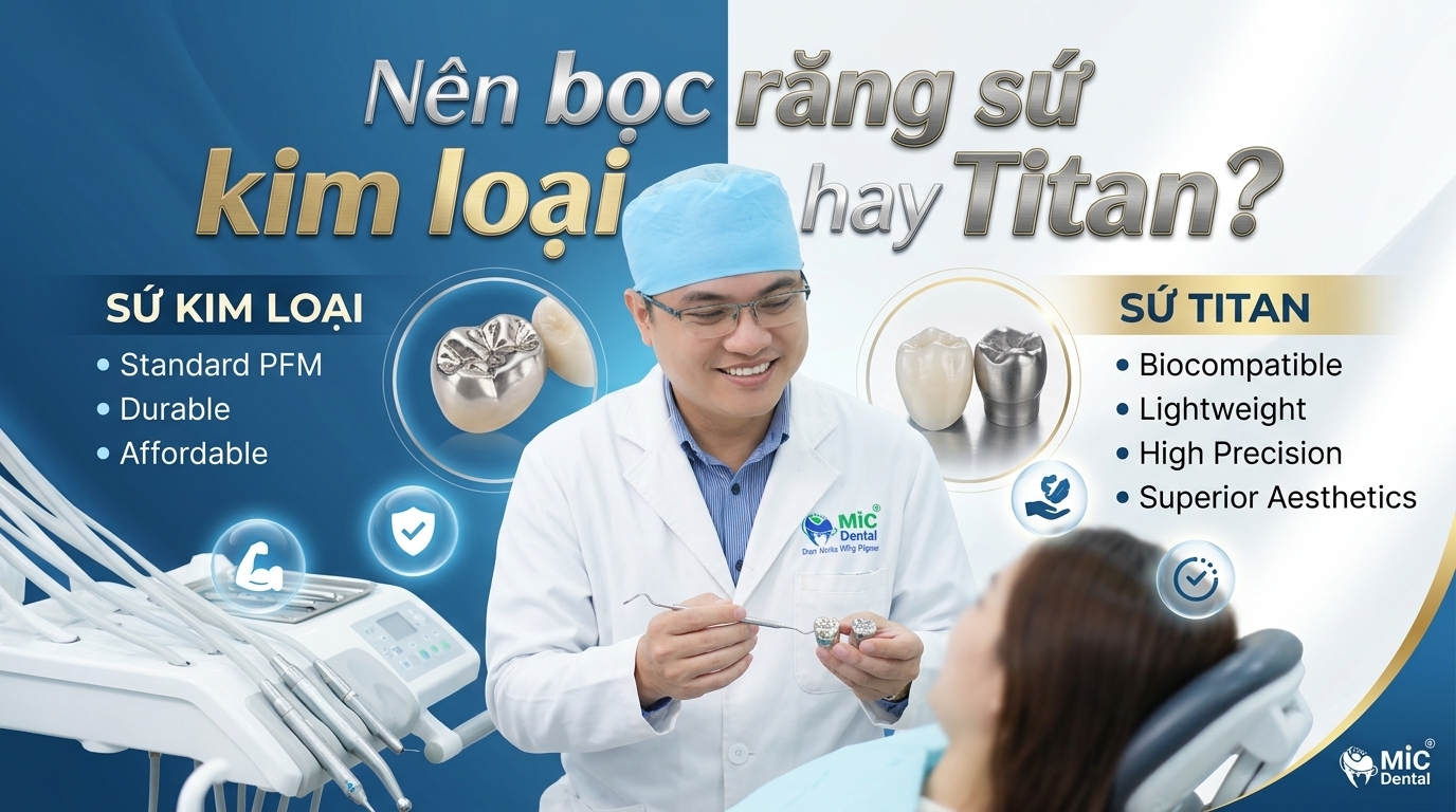 Tư vấn nha khoa: Nên bọc răng sứ kim loại hay Titan?
