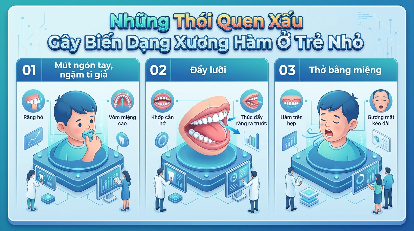 Những Thói Quen Xấu Gây Biến Dạng Xương Hàm Ở Trẻ Nhỏ