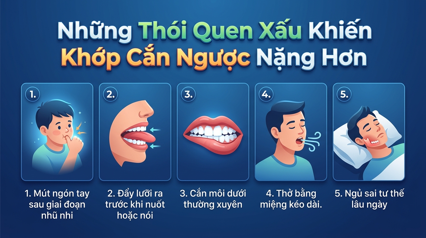 Những Thói Quen Xấu Khiến Khớp Cắn Ngược Nặng Hơn