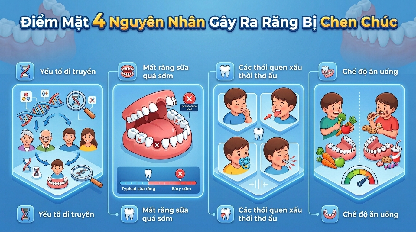 Điểm Mặt 4 Nguyên Nhân Gây Ra Răng Bị Chen Chúc