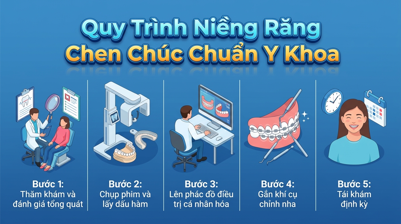 Quy Trình Niềng Răng Chen Chúc Chuẩn Y Khoa