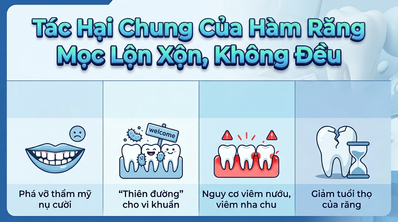 Tác Hại Chung Của Hàm Răng Mọc Lộn Xộn, Không Đều
